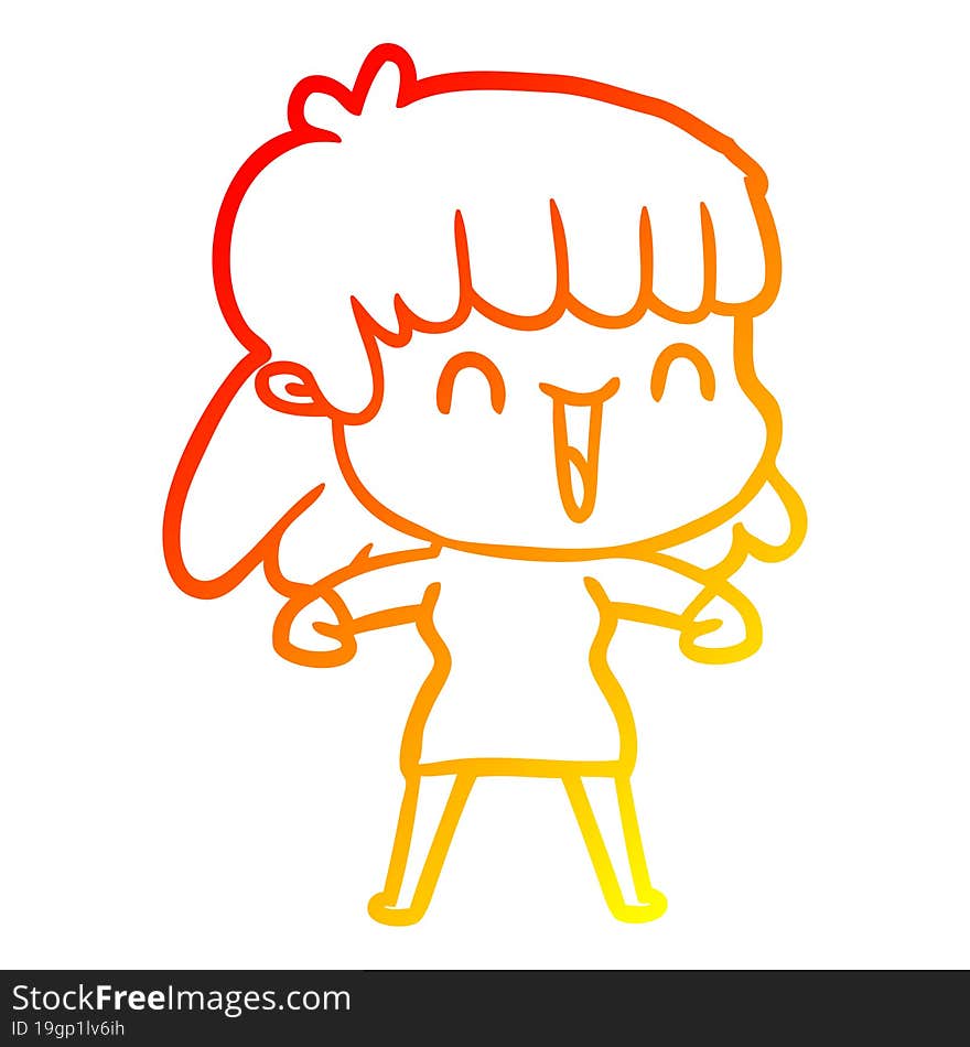 warm gradient line drawing of a cartoon woman