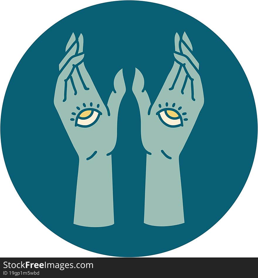 tattoo style icon of mystic hands