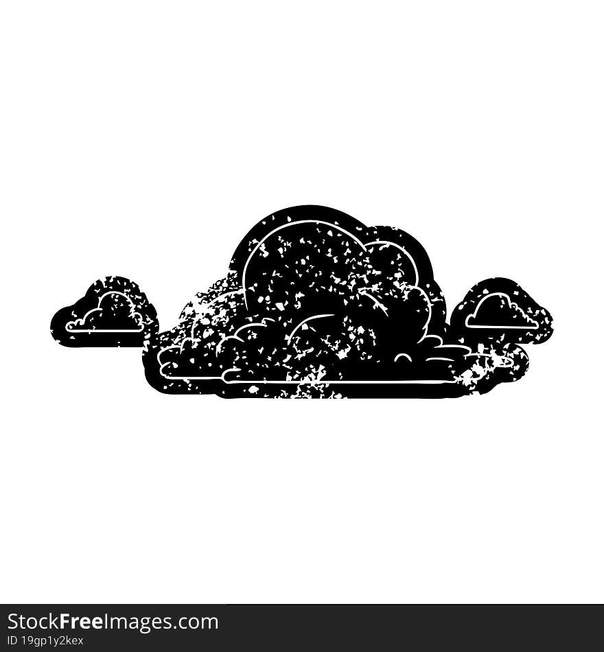 Grunge Icon Drawing Of White Large Clouds