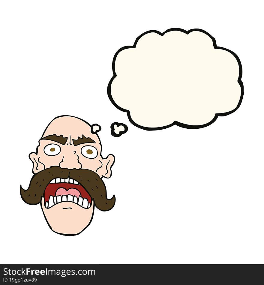 Cartoon Angry Old Man With Thought Bubble