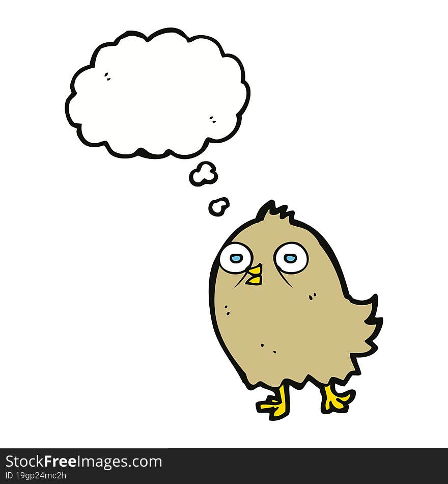 Funny Cartoon Bird With Thought Bubble