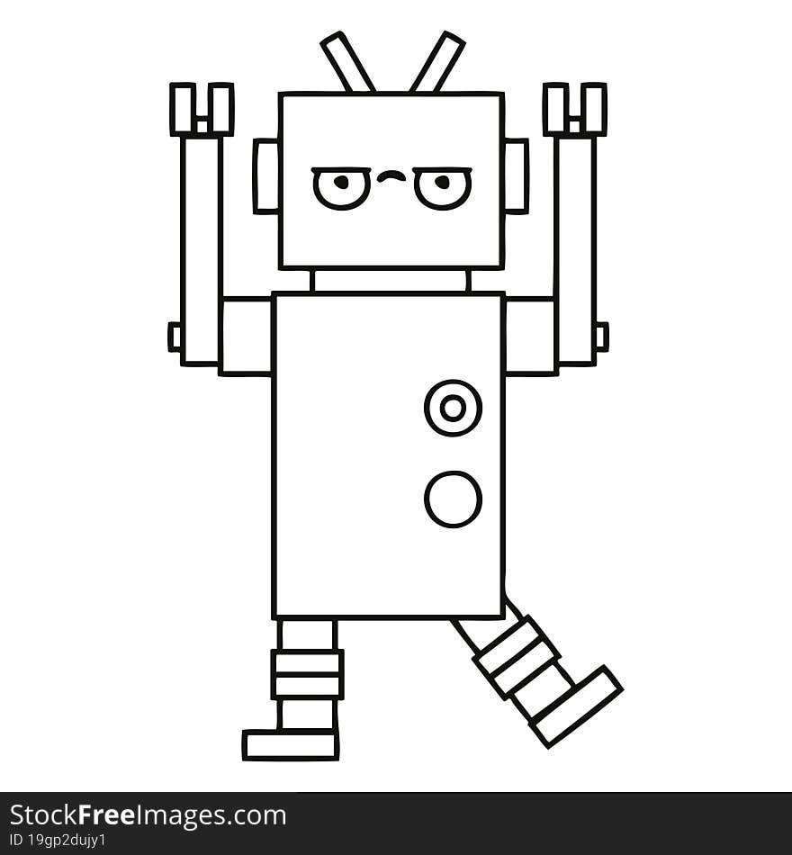 Line Drawing Cartoon Robot