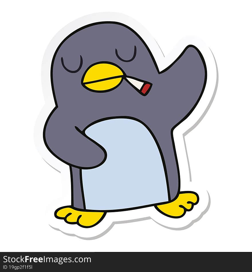 sticker of a quirky hand drawn cartoon penguin