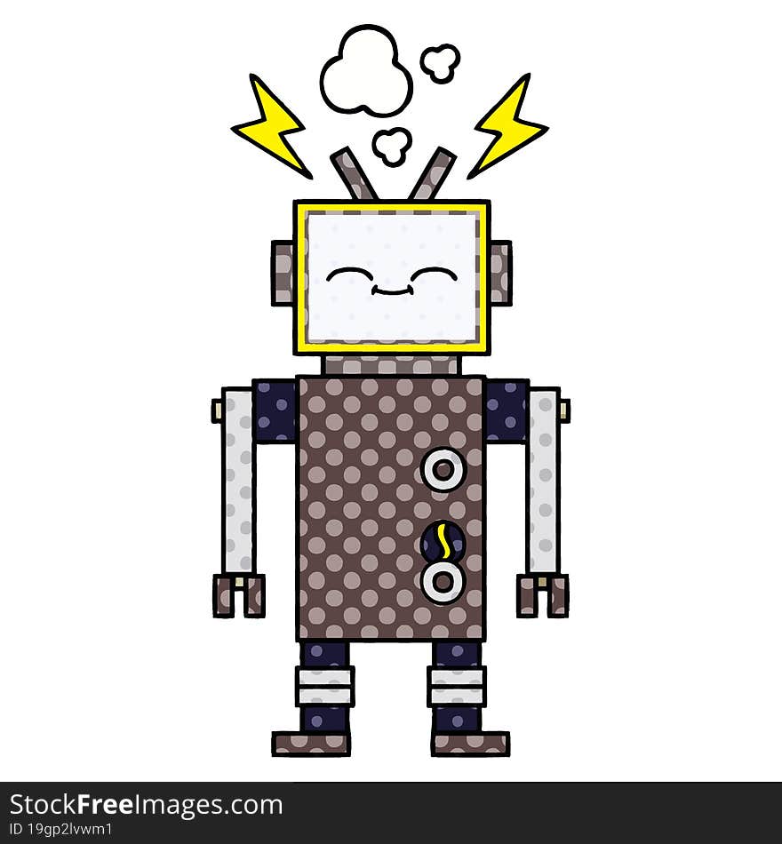 Comic Book Style Cartoon Robot