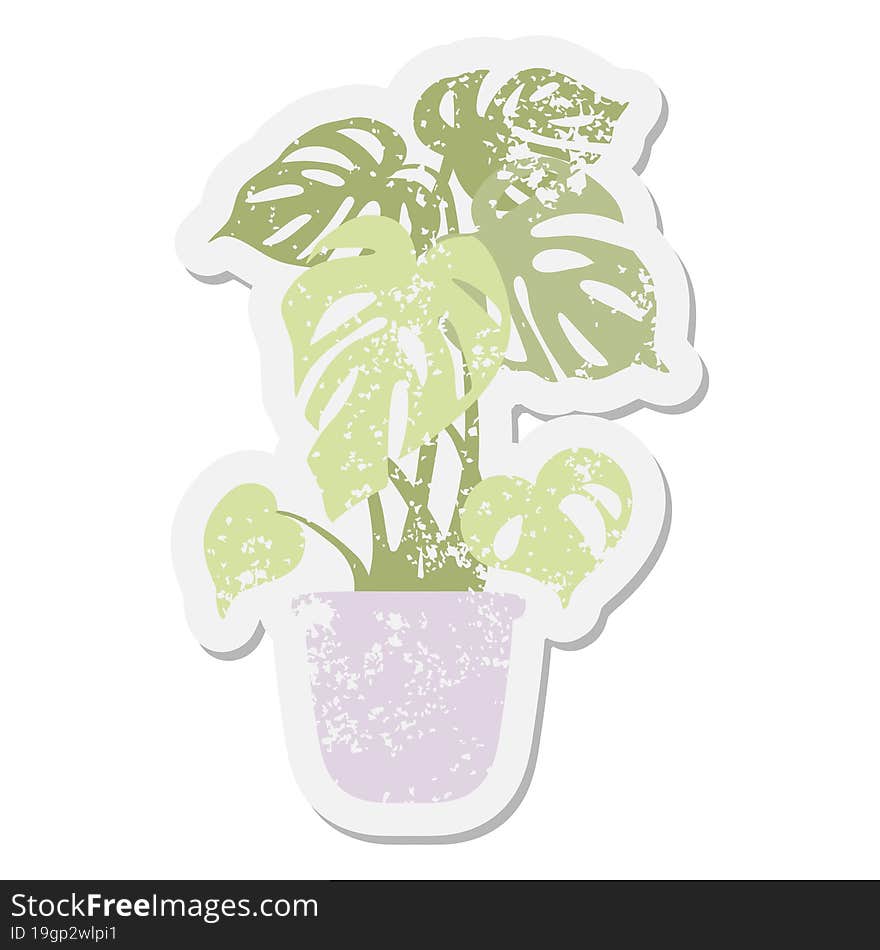 Monstera Plant Grunge Sticker