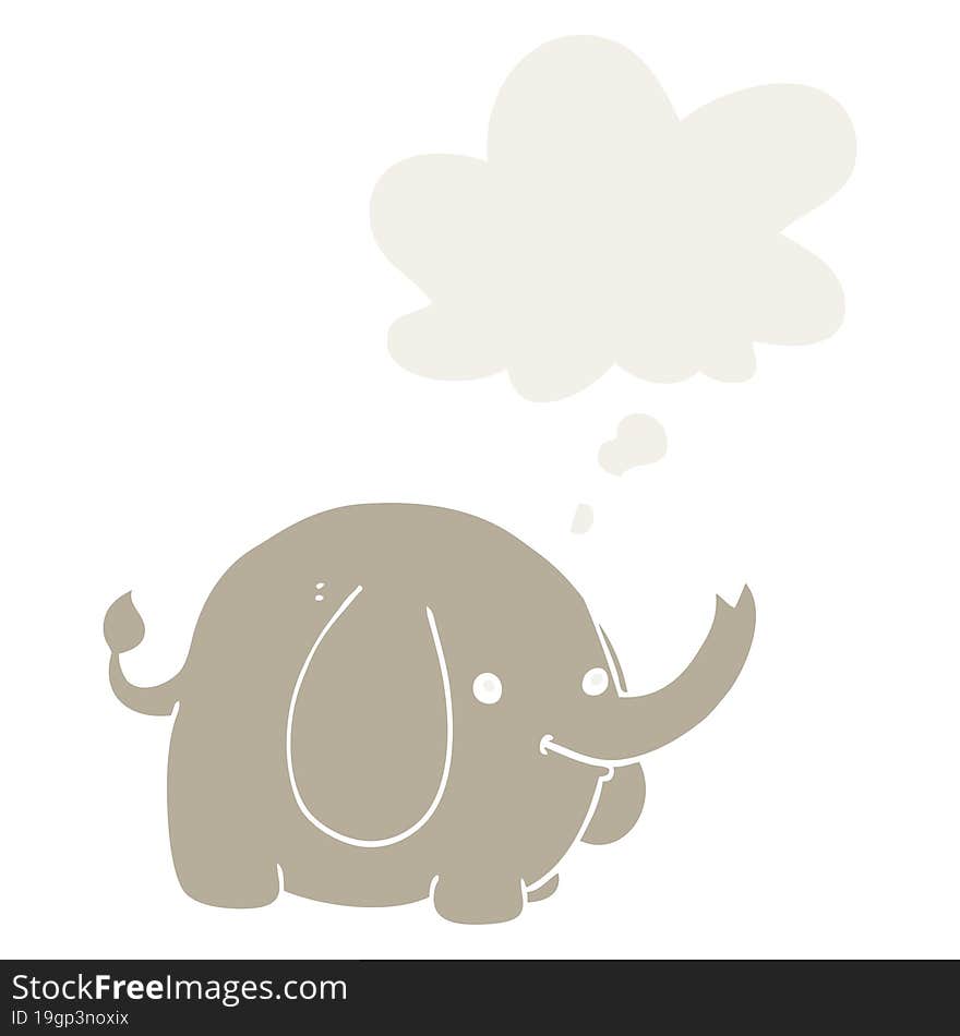 Cartoon Elephant And Thought Bubble In Retro Style