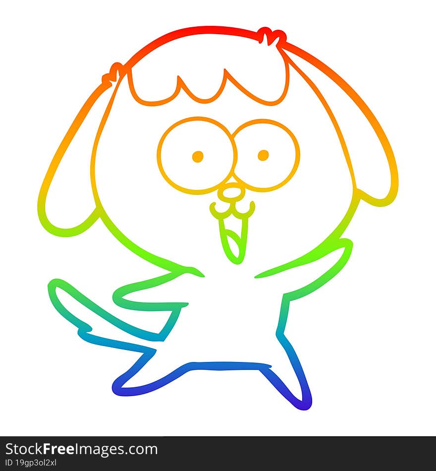 rainbow gradient line drawing of a cute cartoon dog