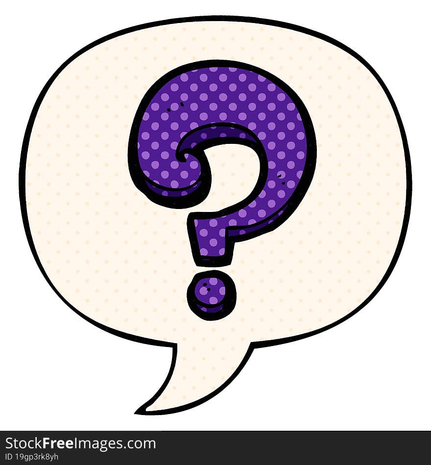 cartoon question mark and speech bubble in comic book style