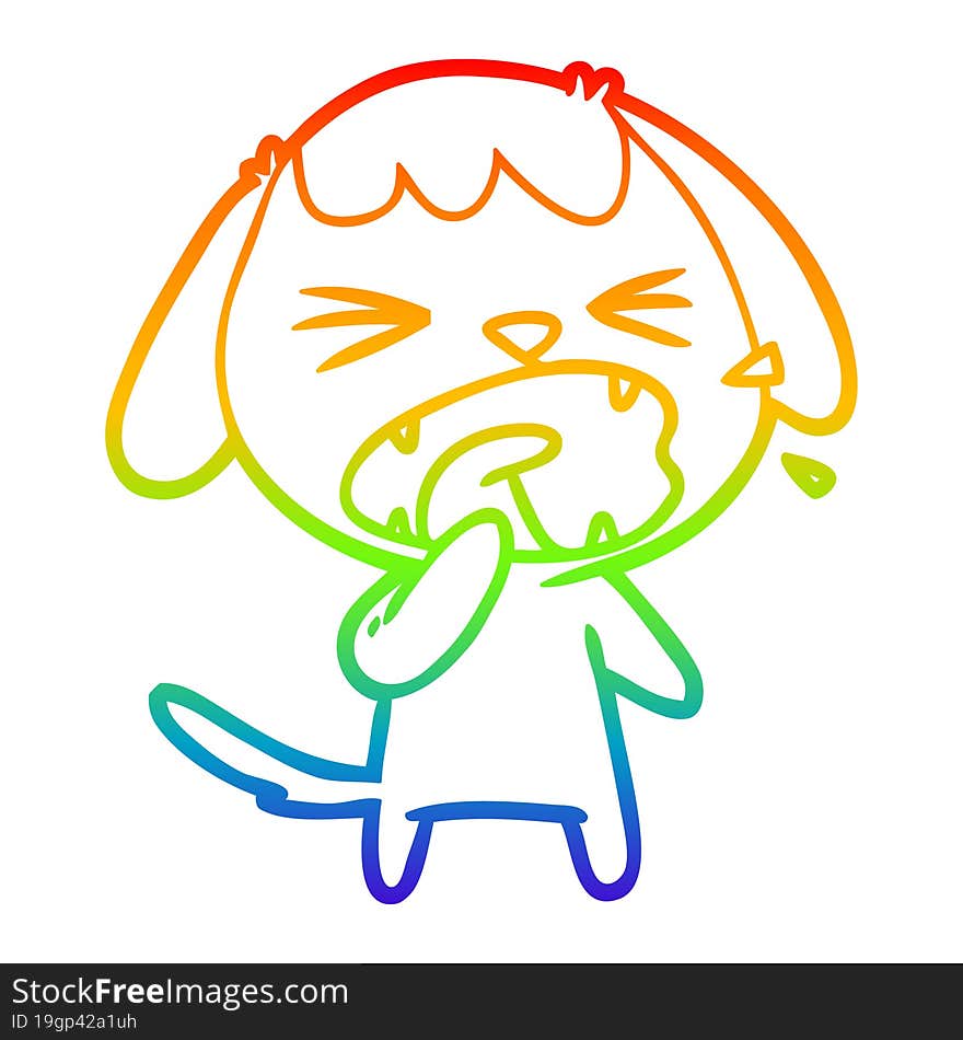 rainbow gradient line drawing cute cartoon dog barking