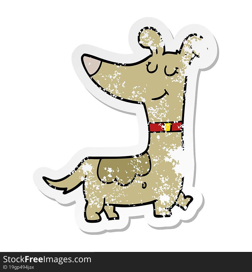 distressed sticker of a cartoon dog