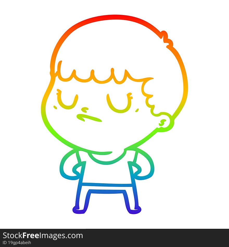 rainbow gradient line drawing cartoon grumpy boy