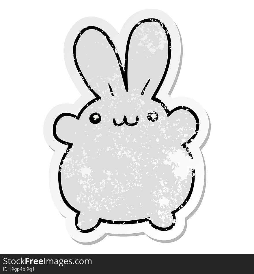 distressed sticker of a cartoon rabbit