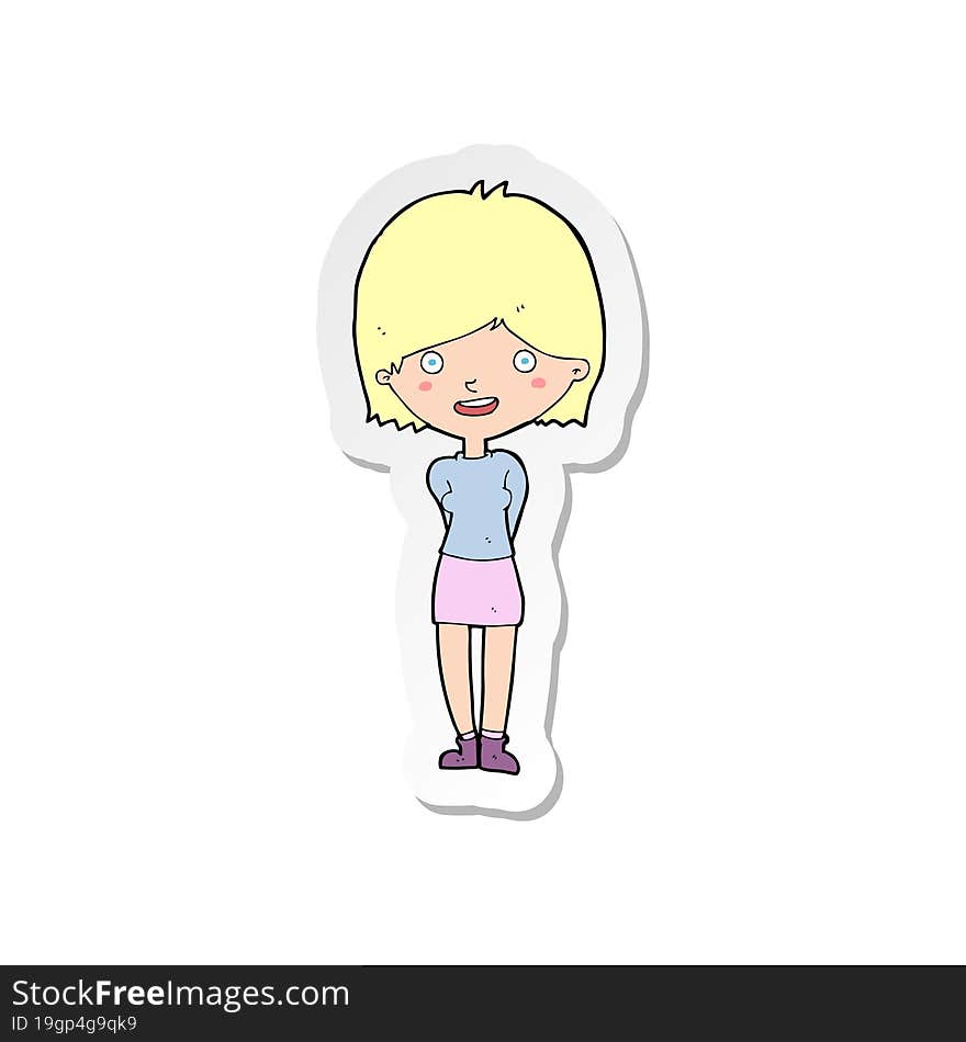 sticker of a cartoon friendly woman