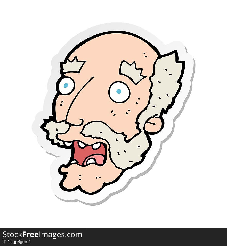 Sticker Of A Cartoon Shocked Old Man