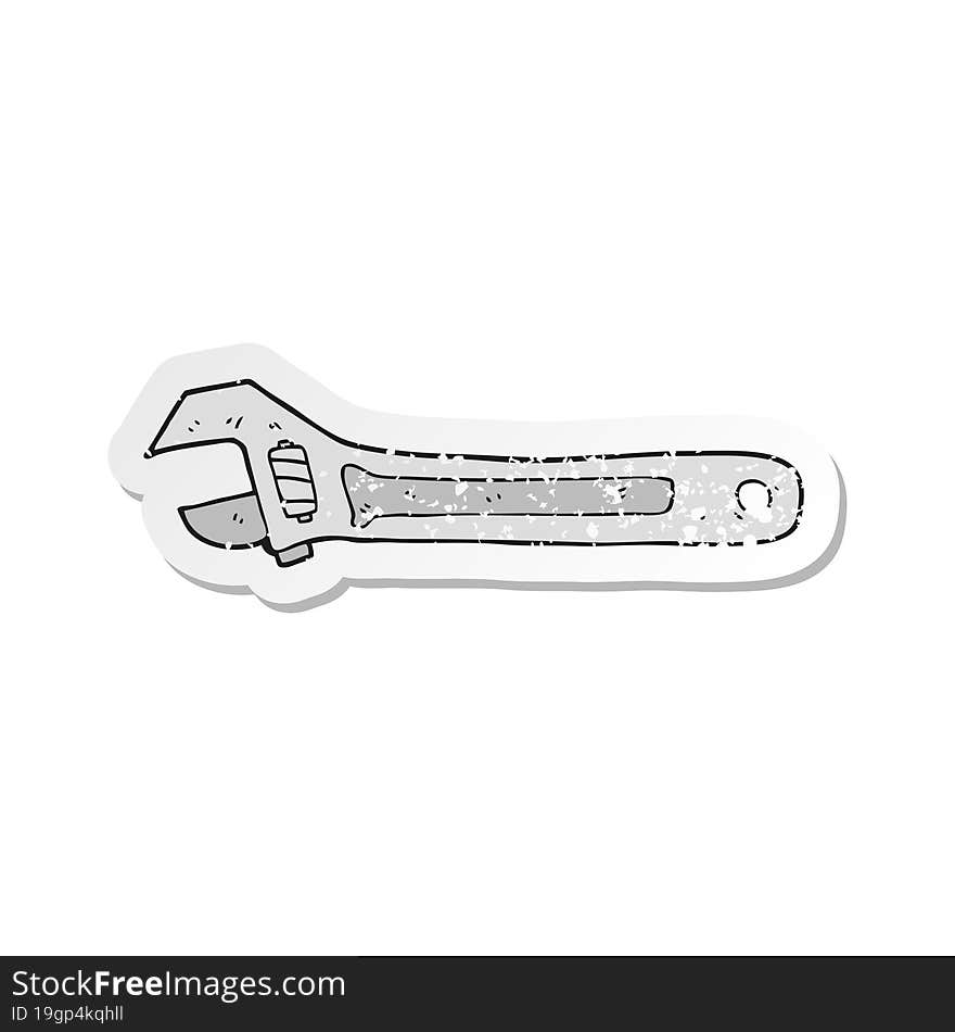 retro distressed sticker of a cartoon spanner