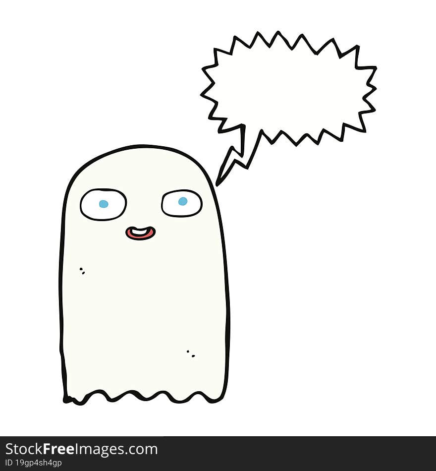 Funny Cartoon Ghost With Thought Bubble