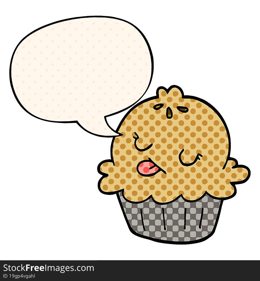 cute cartoon pie and speech bubble in comic book style