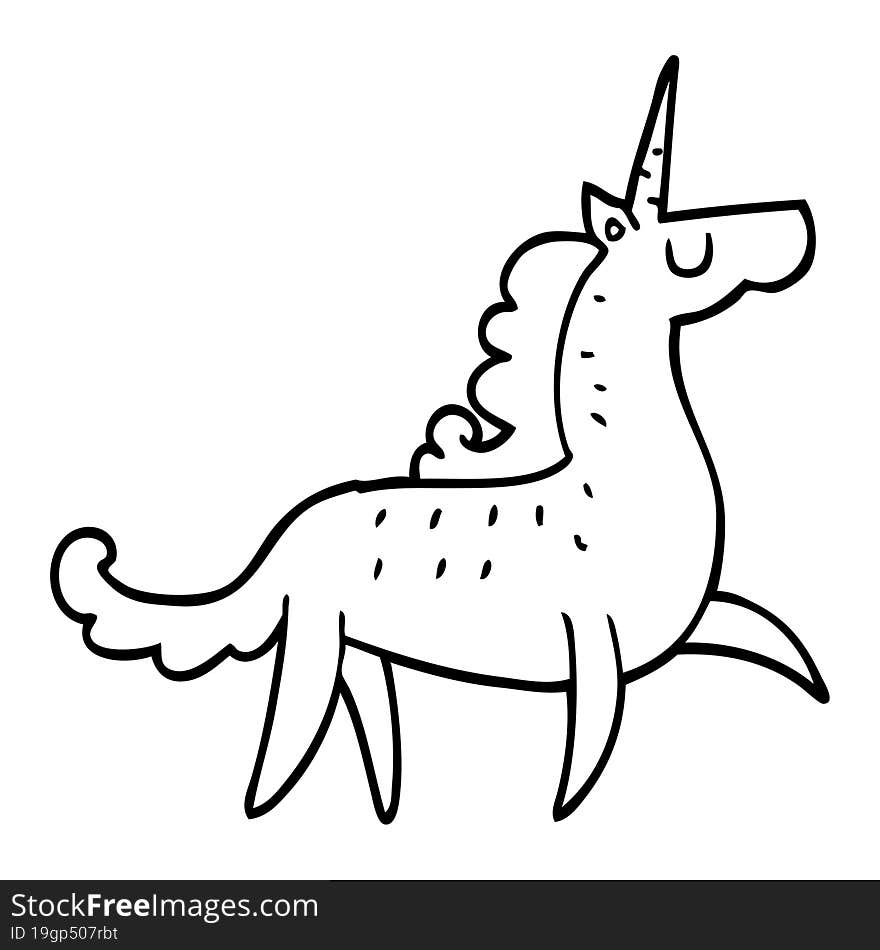 line drawing cartoon unicorn