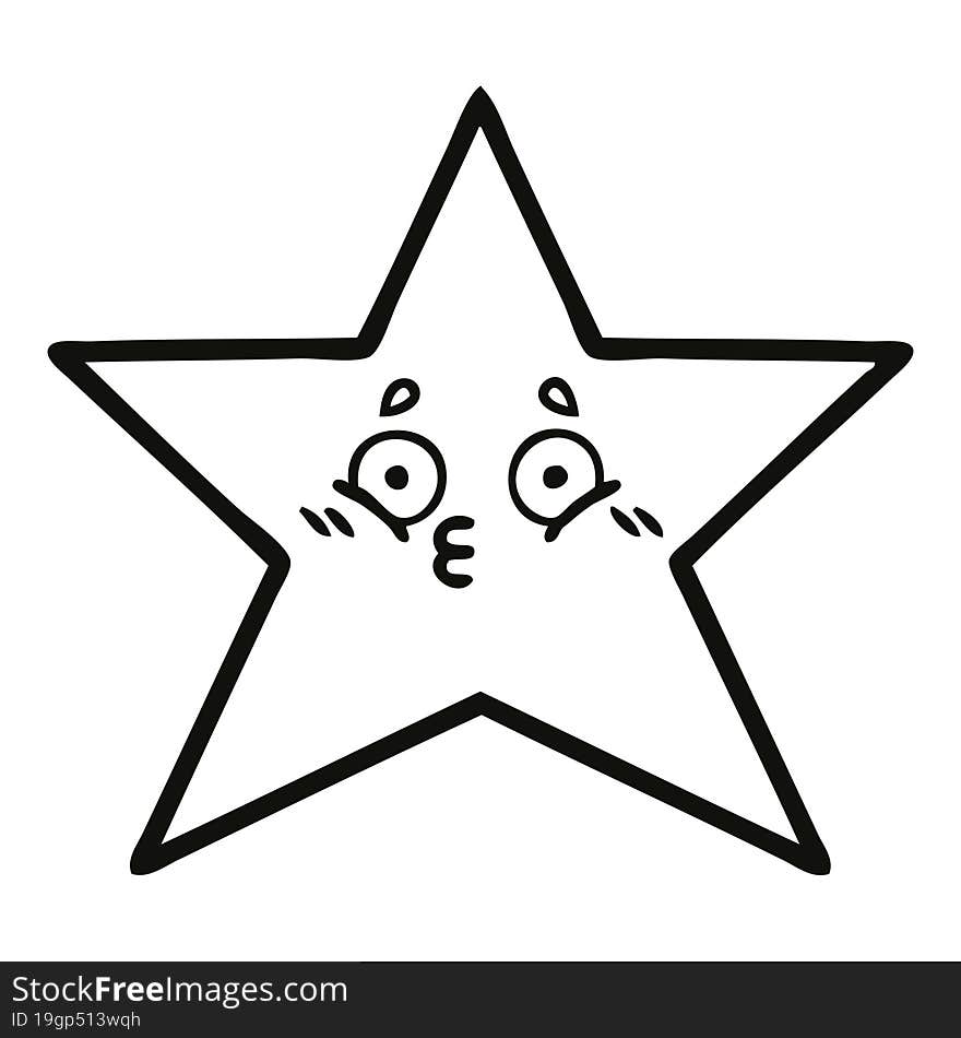 line drawing cartoon gold star