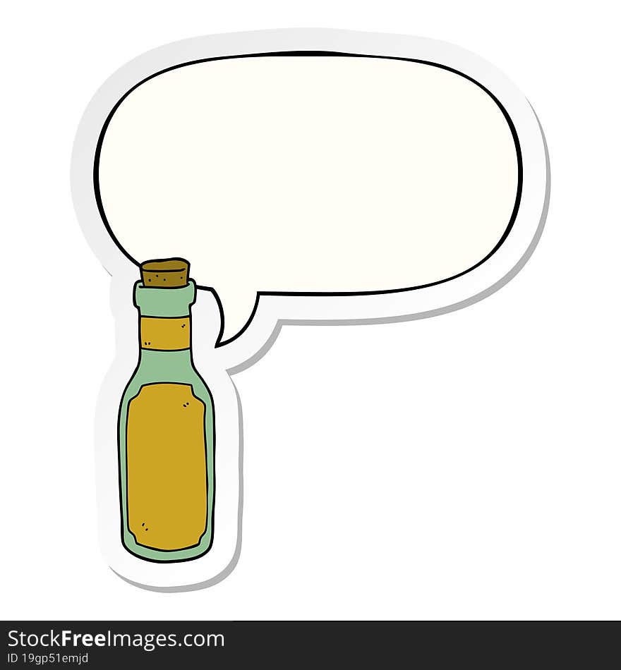 cartoon potion bottle and speech bubble sticker