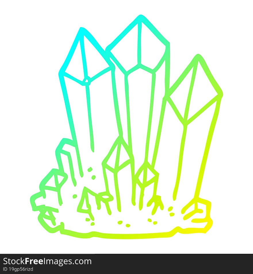 Cold Gradient Line Drawing Cartoon Natural Crystals