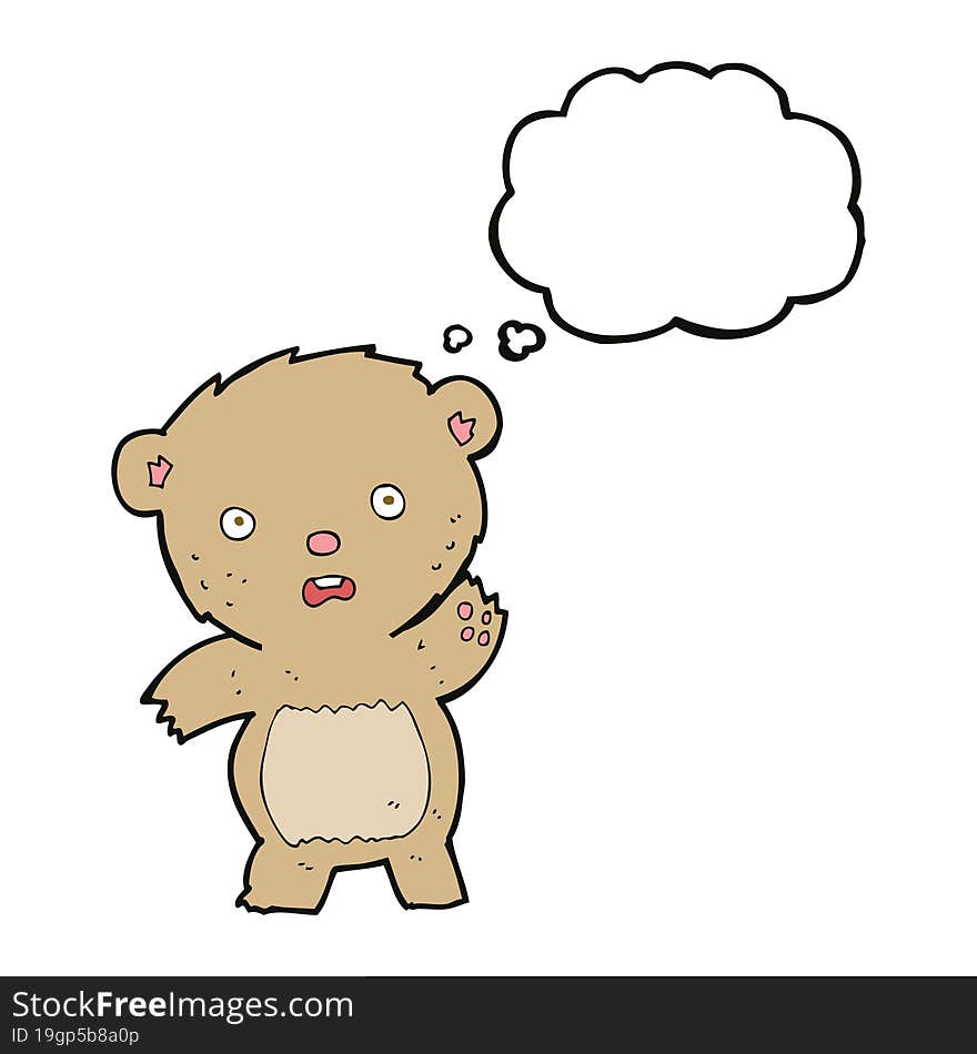 Cartoon Unhappy Teddy Bear With Thought Bubble