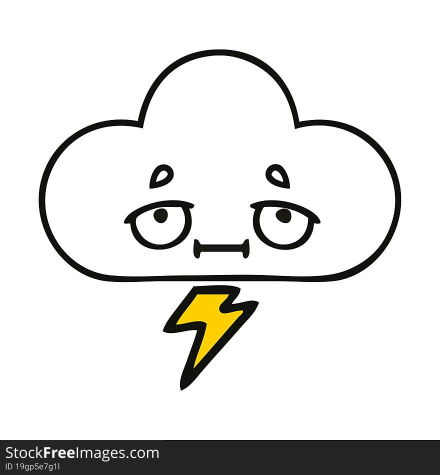 cute cartoon of a thunder cloud. cute cartoon of a thunder cloud