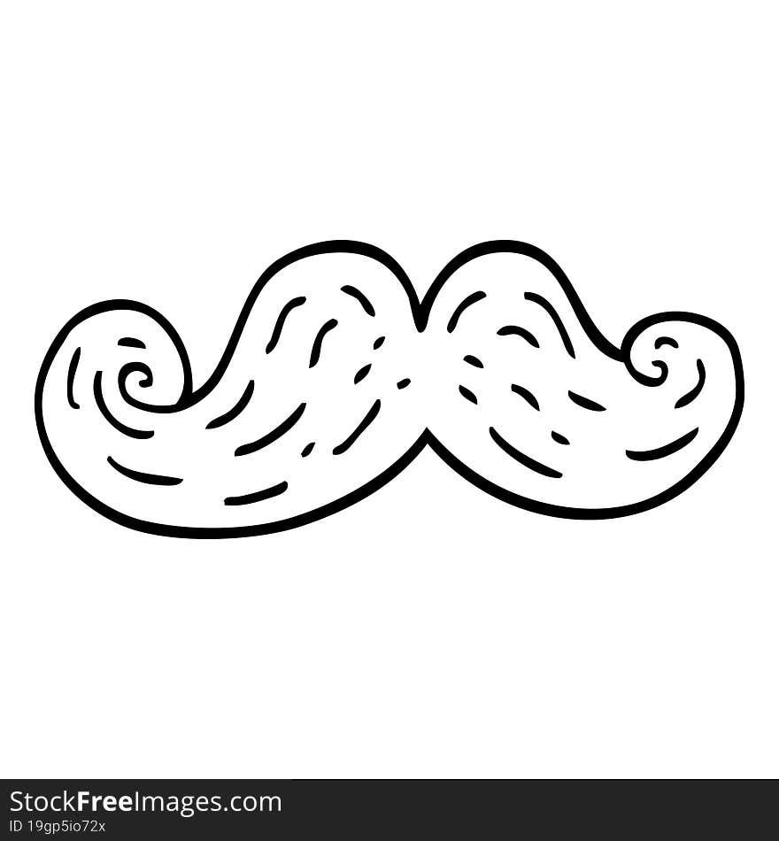 Line Drawing Cartoon Curly Mustache