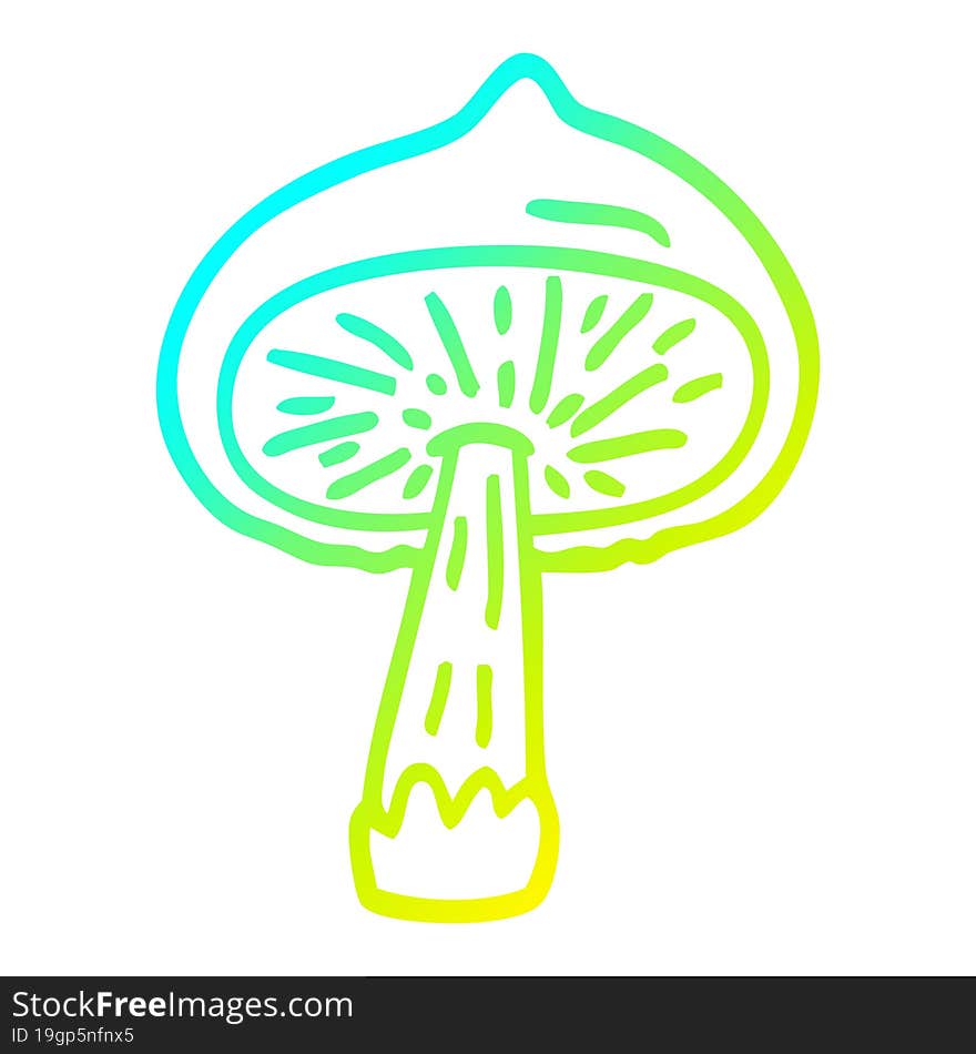 cold gradient line drawing cartoon mushroom