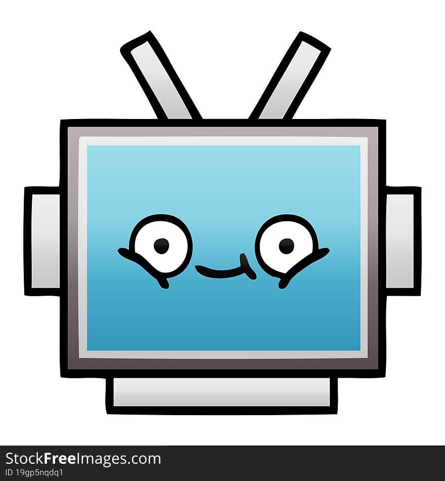 Gradient Shaded Cartoon Robot Head