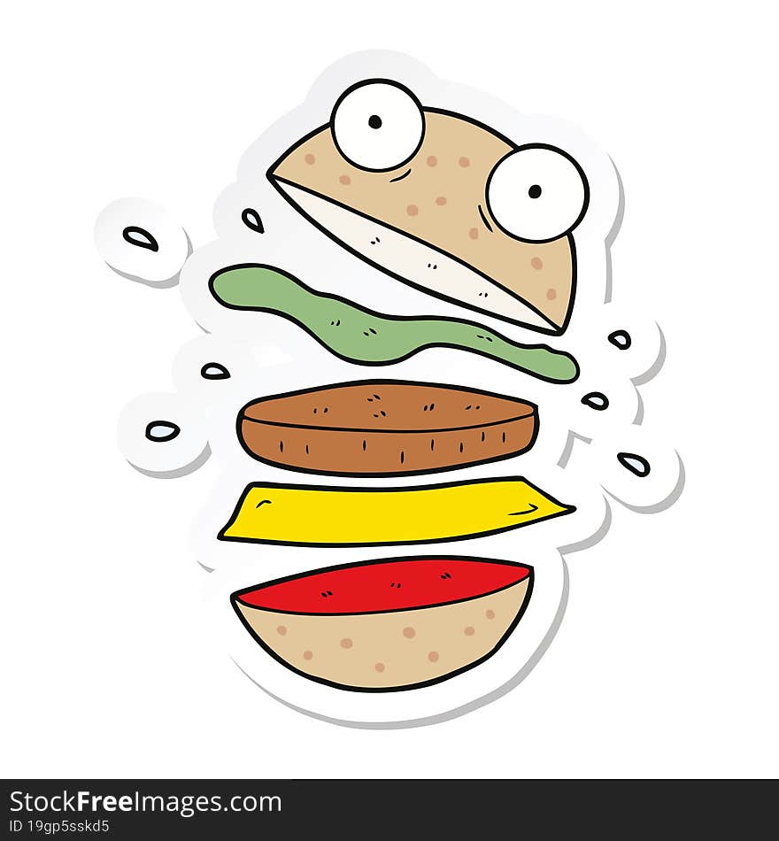 Sticker Of A Cartoon Amazing Burger