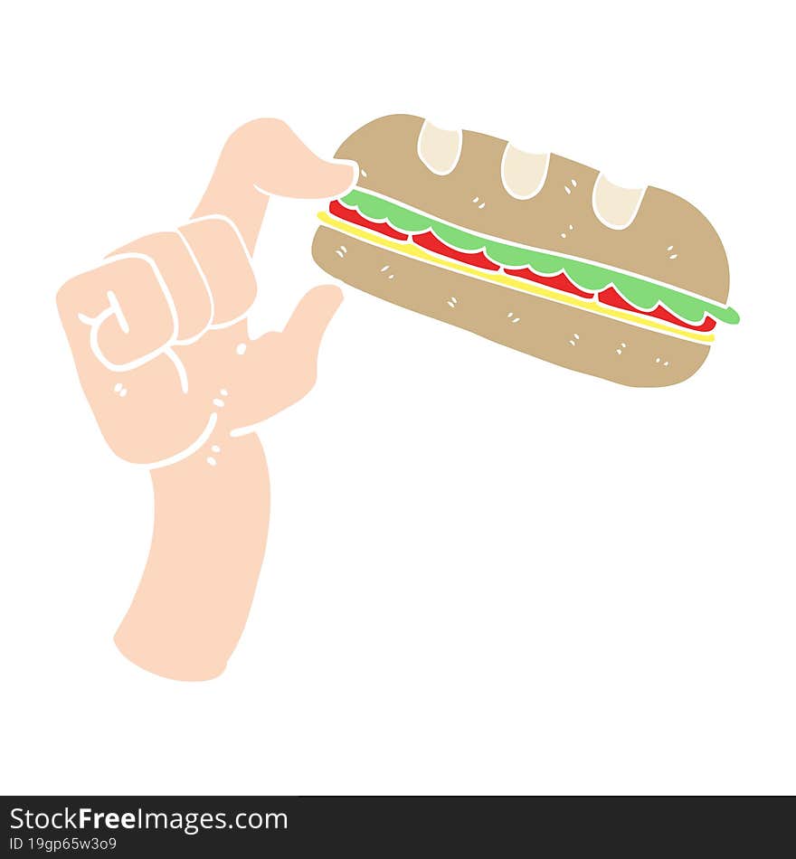 Flat Color Illustration Of A Cartoon Sub Sandwich