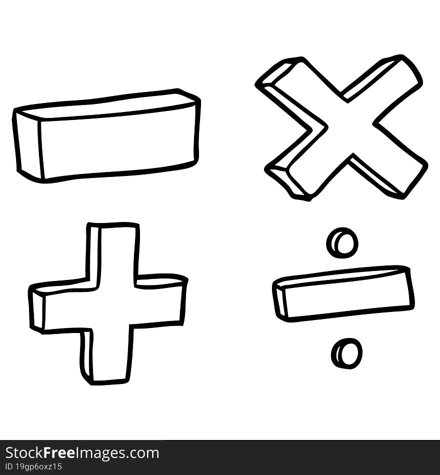 cartoon math symbols. cartoon math symbols