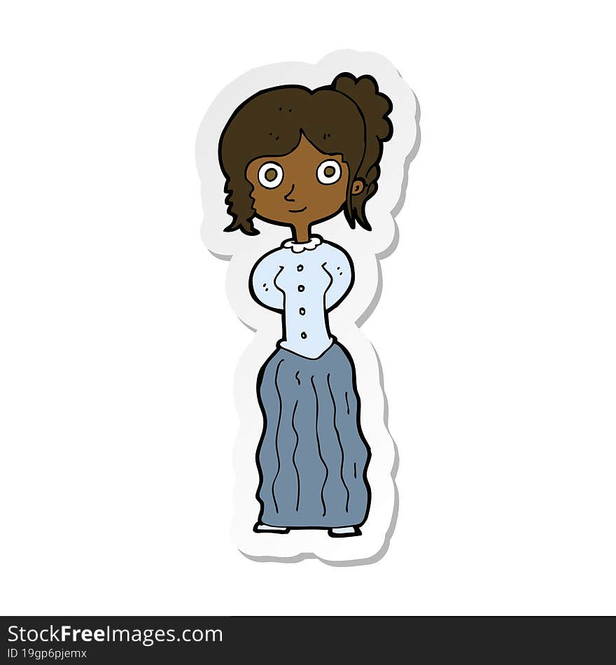 sticker of a cartoon happy woman