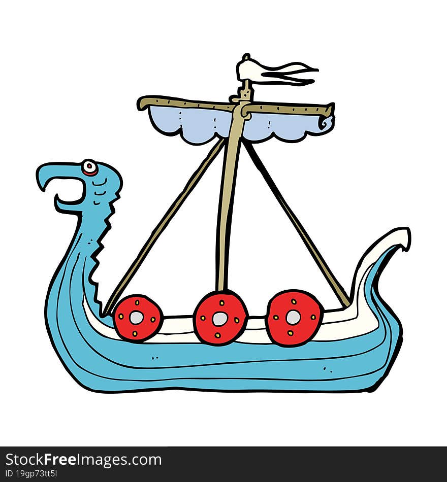 cartoon viking ship