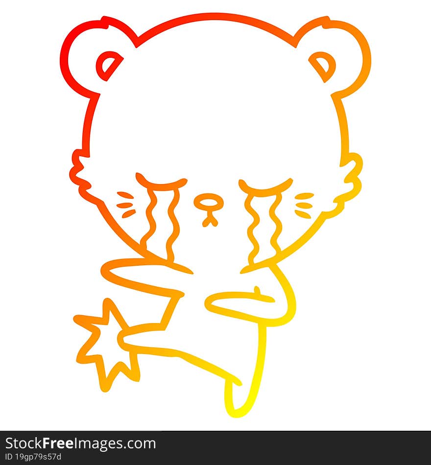 warm gradient line drawing crying cartoon polarbear