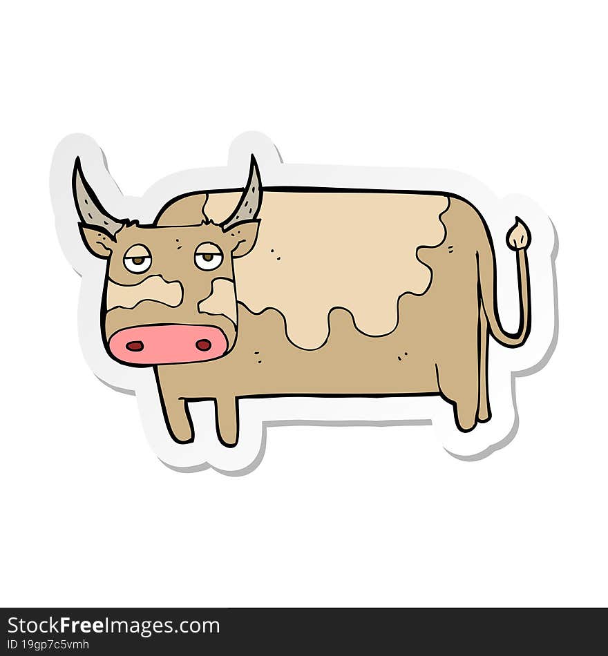 sticker of a cartoon cow