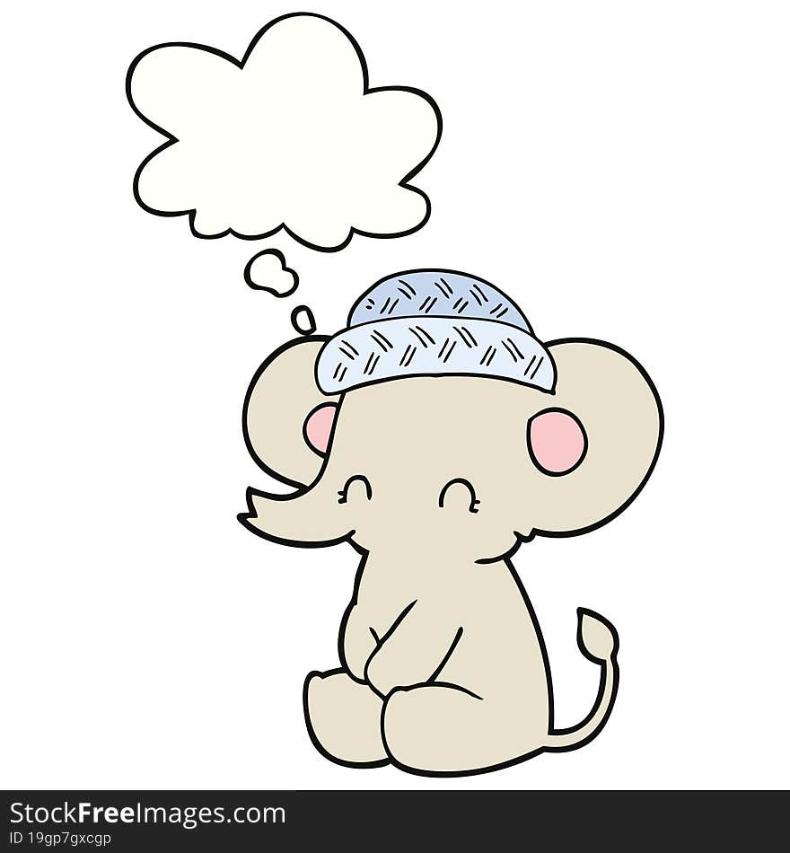 cartoon cute elephant and thought bubble