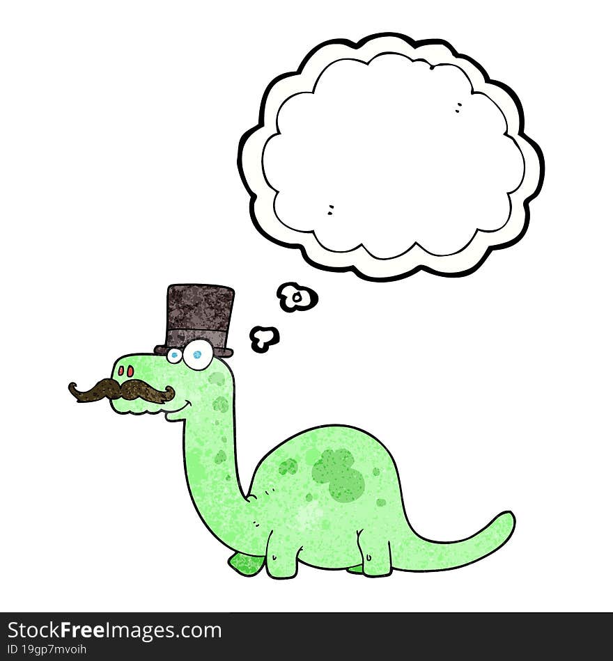 thought bubble textured cartoon posh dinosaur