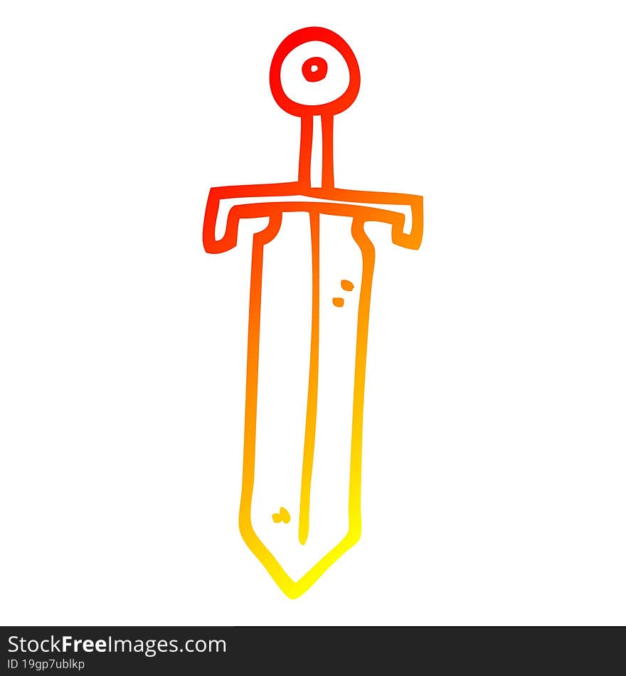 warm gradient line drawing cartoon old sword