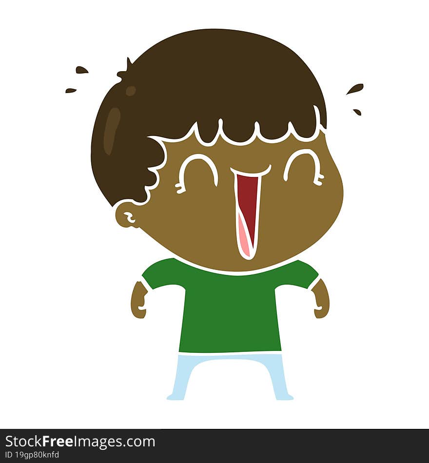 laughing flat color style cartoon man