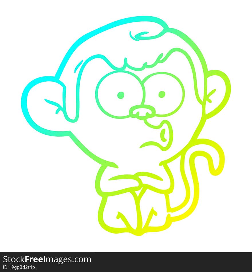 cold gradient line drawing cartoon hooting monkey