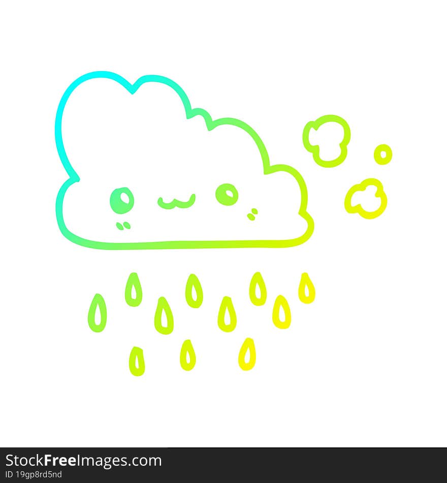 Cold Gradient Line Drawing Cartoon Storm Cloud