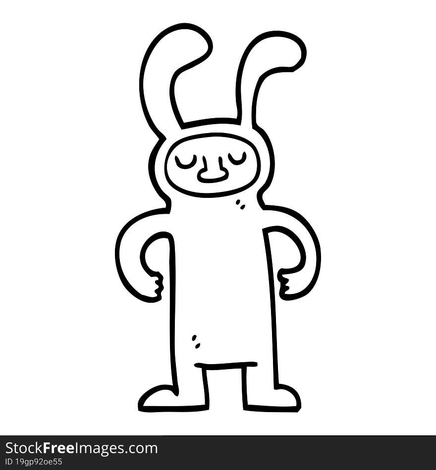 black and white cartoon man dressed as a bunny