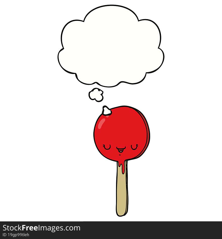 cartoon candy lollipop and thought bubble