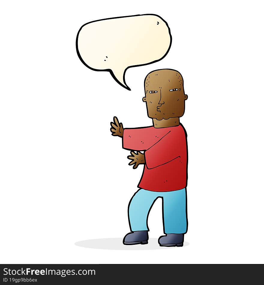 cartoon tough man  with speech bubble