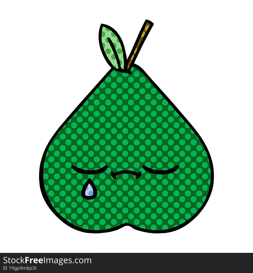 Comic Book Style Cartoon Pear