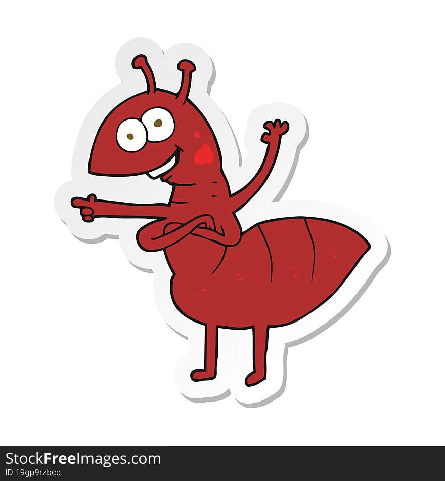 sticker of a cartoon ant