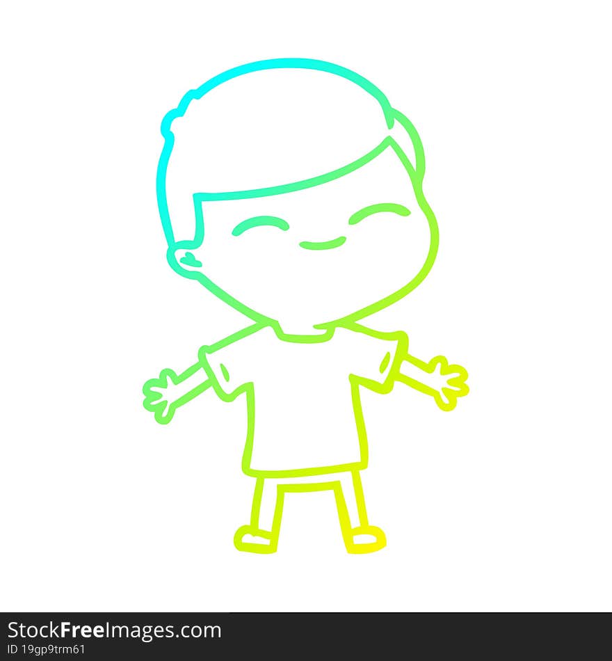 cold gradient line drawing cartoon smiling boy