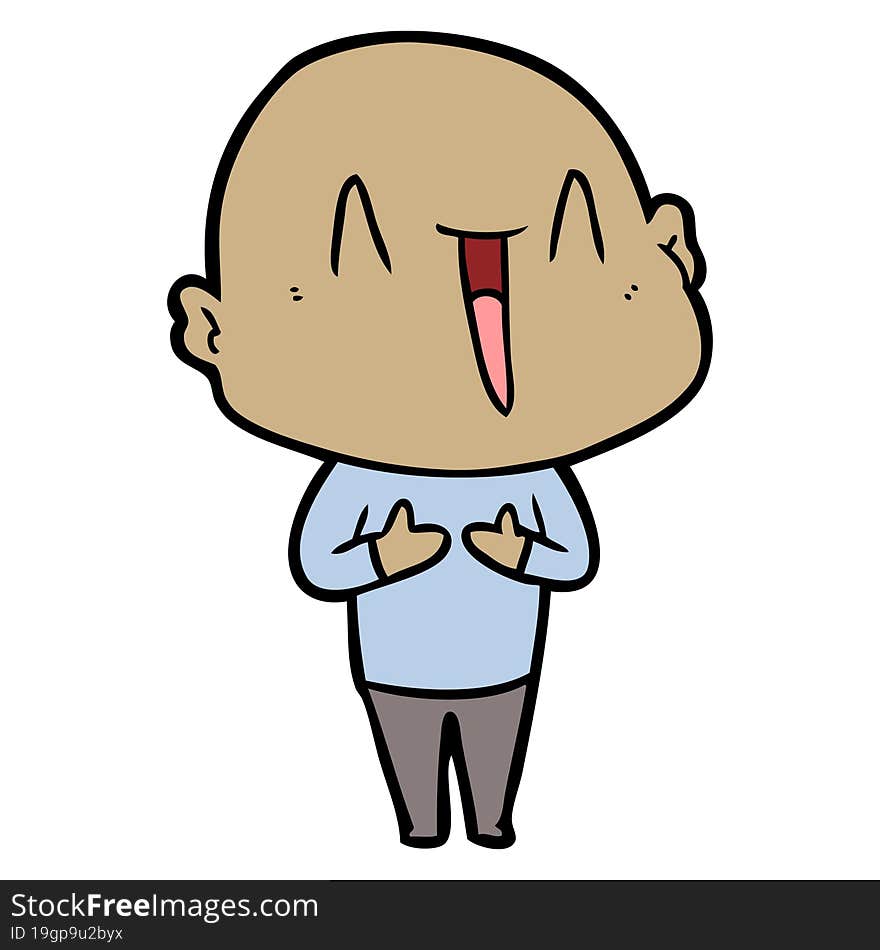 happy cartoon bald man. happy cartoon bald man